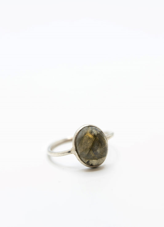 Labradorite .925 Ring Round Small