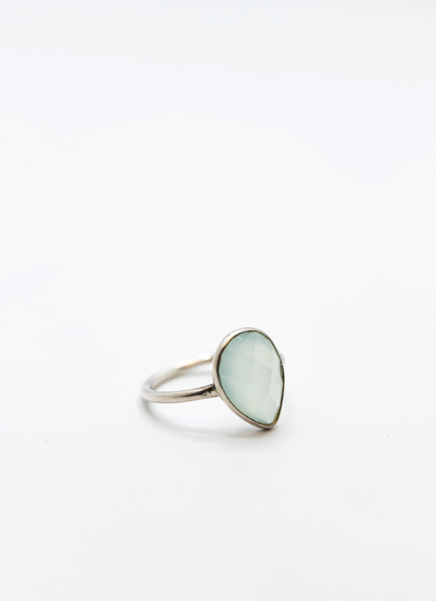 Faceted Aquamarine .925 Ring Teardrop Small
