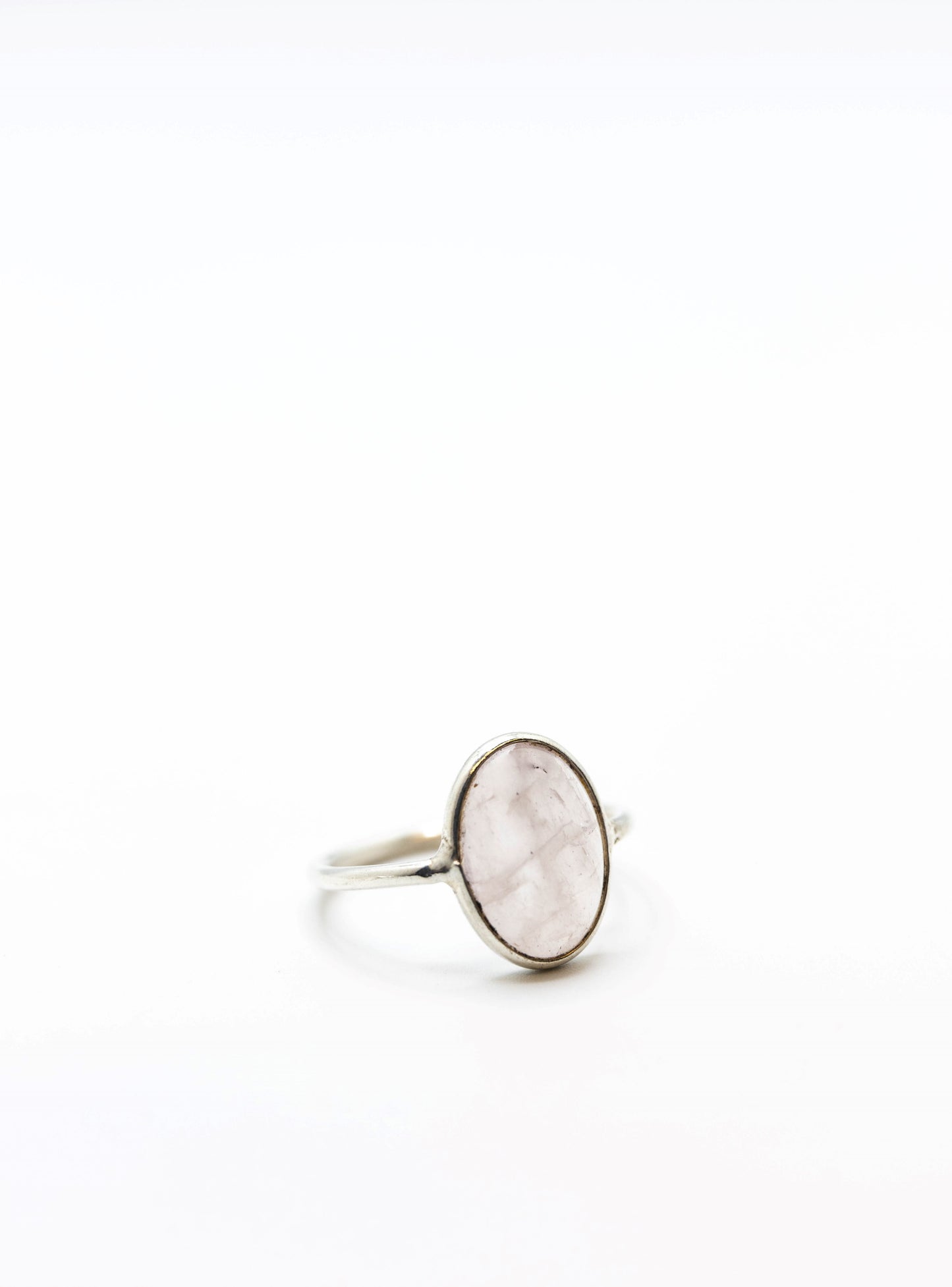 Round Rose Quartz Crystal Collection Ring .925