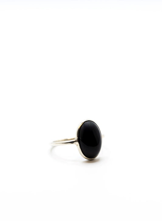 Black Onyx .925 Ring Round Small