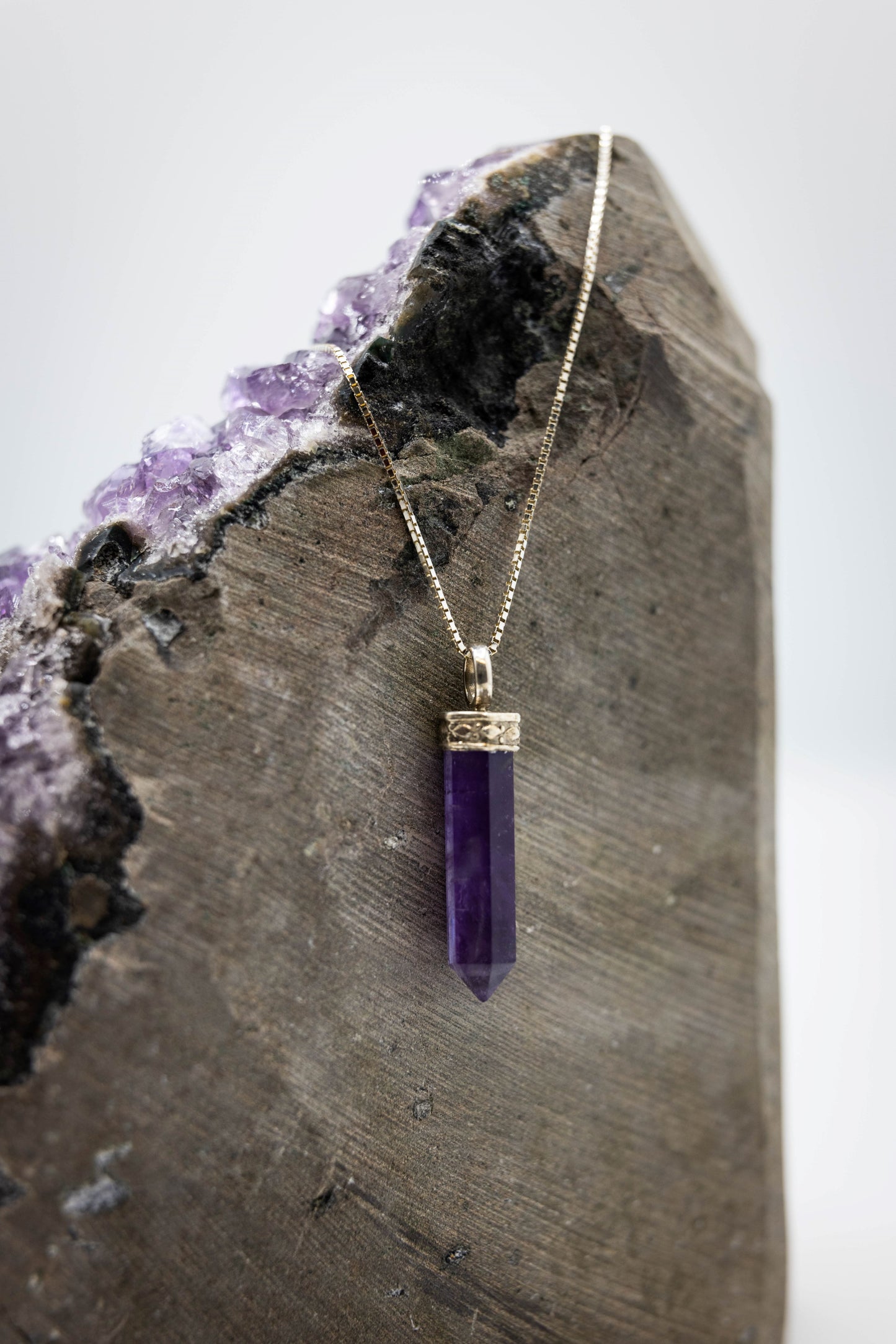 Amethyst Mini Crystal Point Necklaces .925 Adjustable Chain
