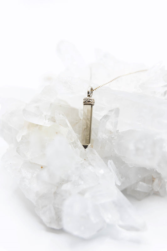 Smoky Quartz Mini Crystal Point Necklaces .925 Adjustable Chain