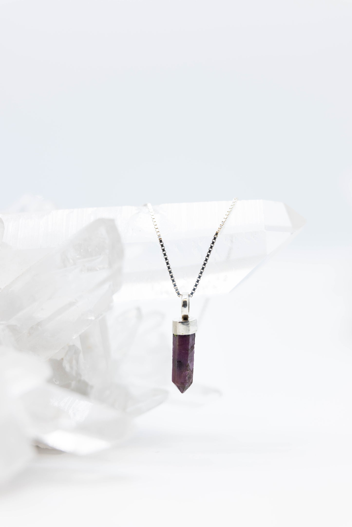 Garnet Mini Crystal Point Necklace .925