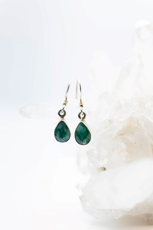 Emerald Crystal Teardrop Earrings .925