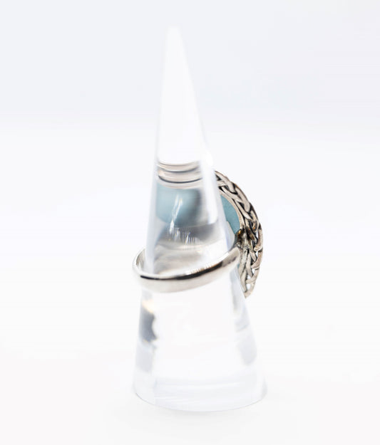 Larimar Braided Teardrop Cocktail Ring .925