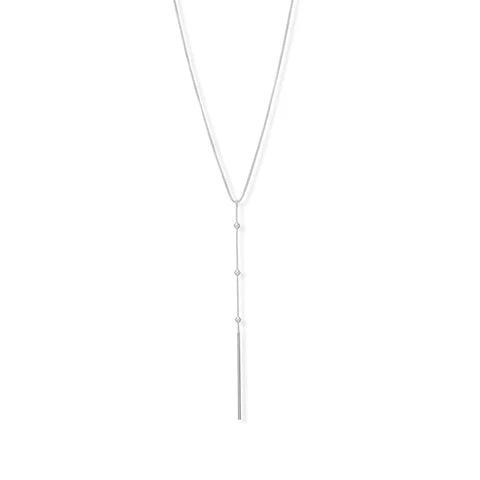 Beaded Bar Drop Necklace .925