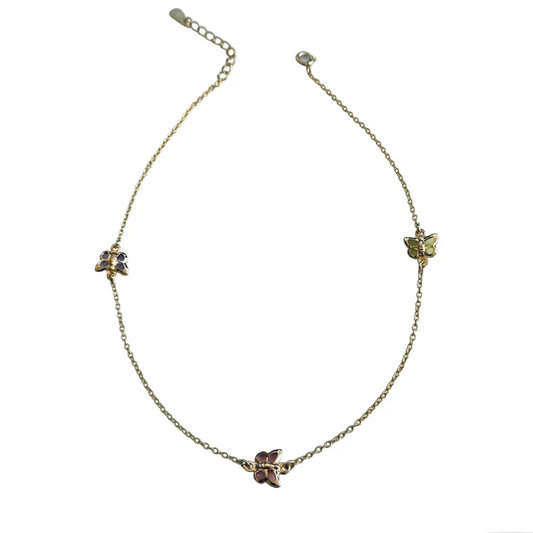Triple Butterfly Anklet 14K GP