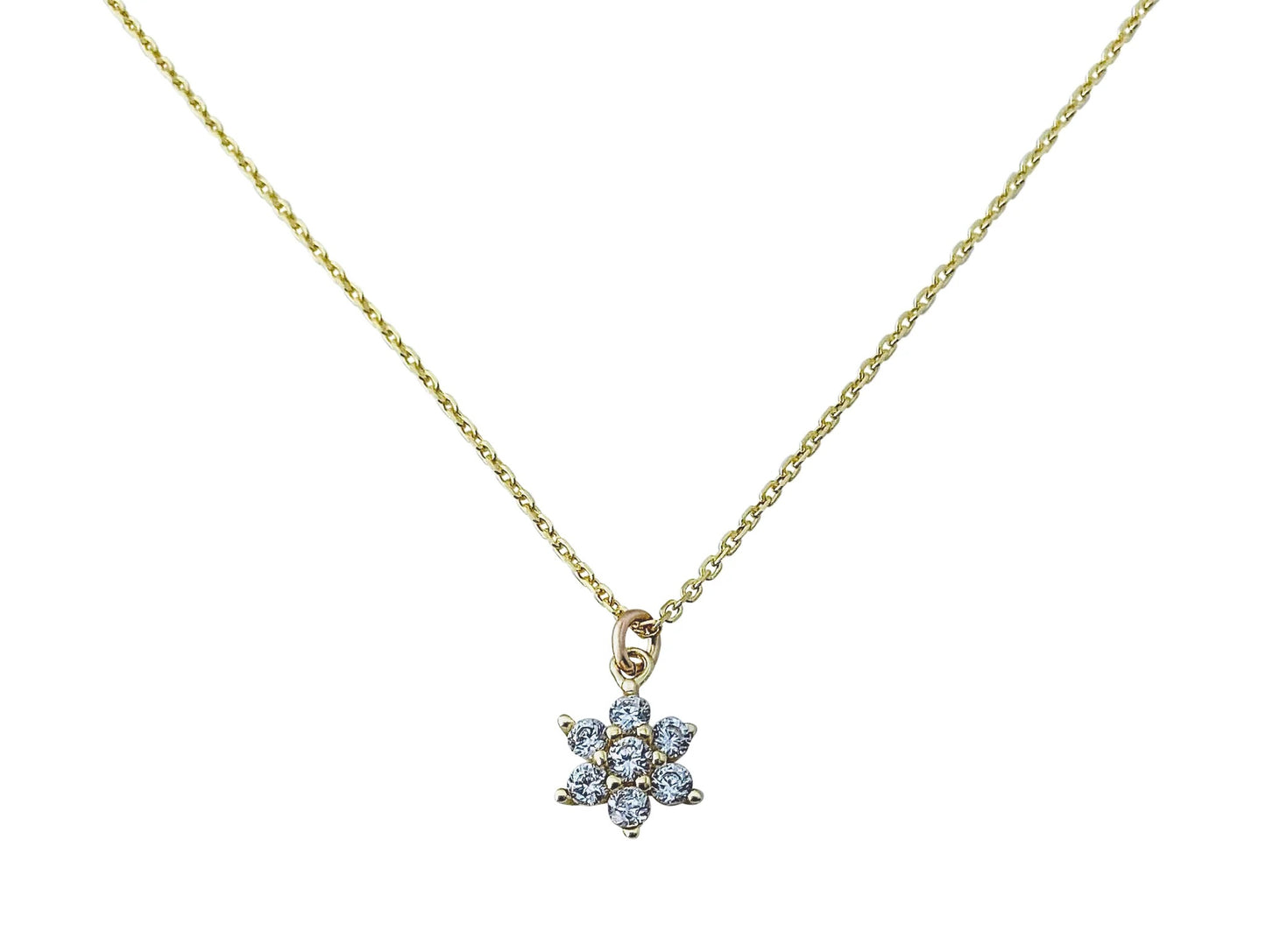 Mini CZ Flower Necklace 14K GP