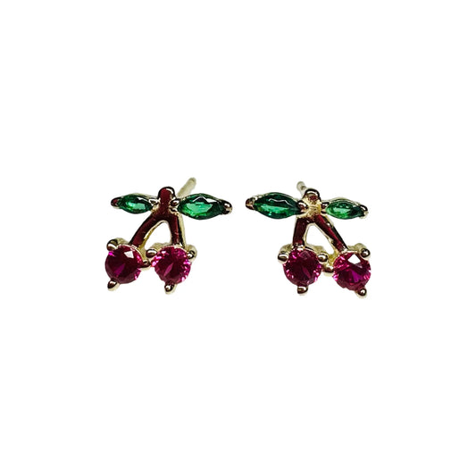 Charming Cherry Stud 14K GP