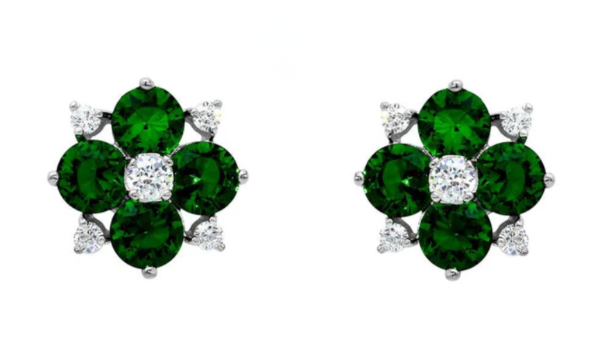Emerald CZ Clover Studs .925