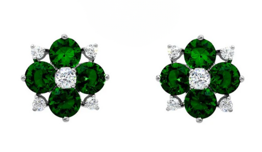 Emerald CZ Clover Studs .925