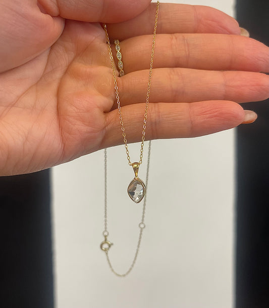 Herkimer Diamond Pendant – 14K Gold Vermeil