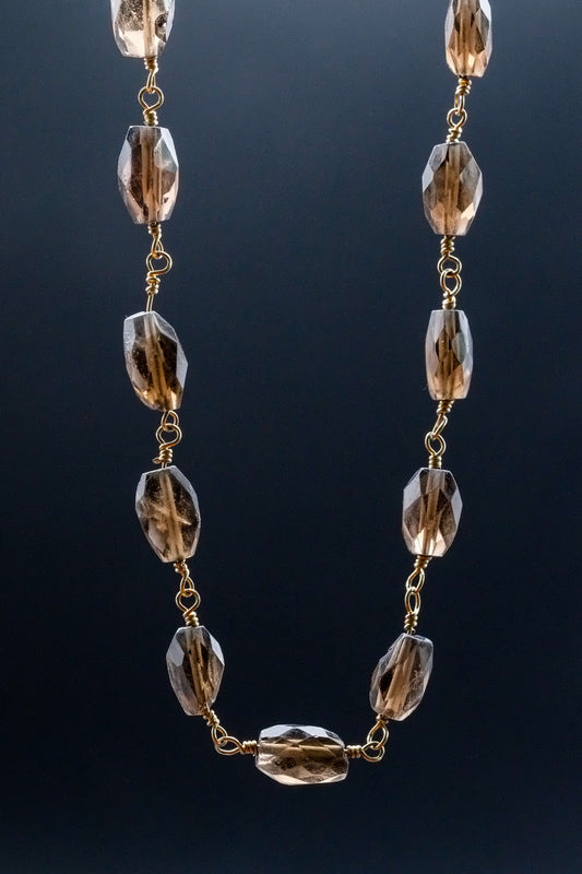 14K Gold Fill Handmade Necklace Smoky Topaz Brazil Collection