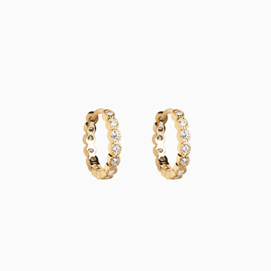 Dotted CZ Hoop 14K GP