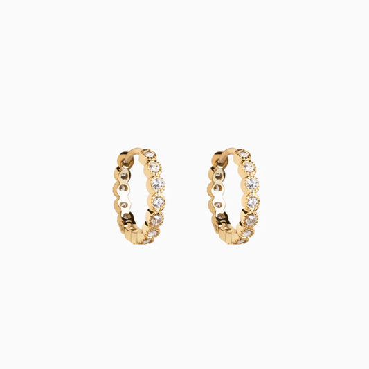 Dotted CZ Hoop 14K GP