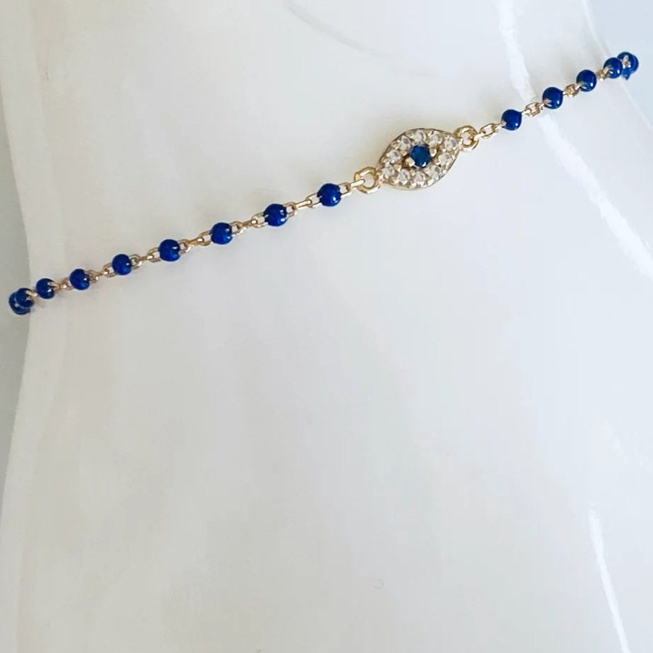 Beaded Evil Eye Bracelet 14K GP