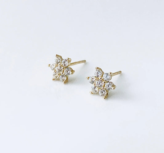 Mini CZ Flower Studs 14K GP