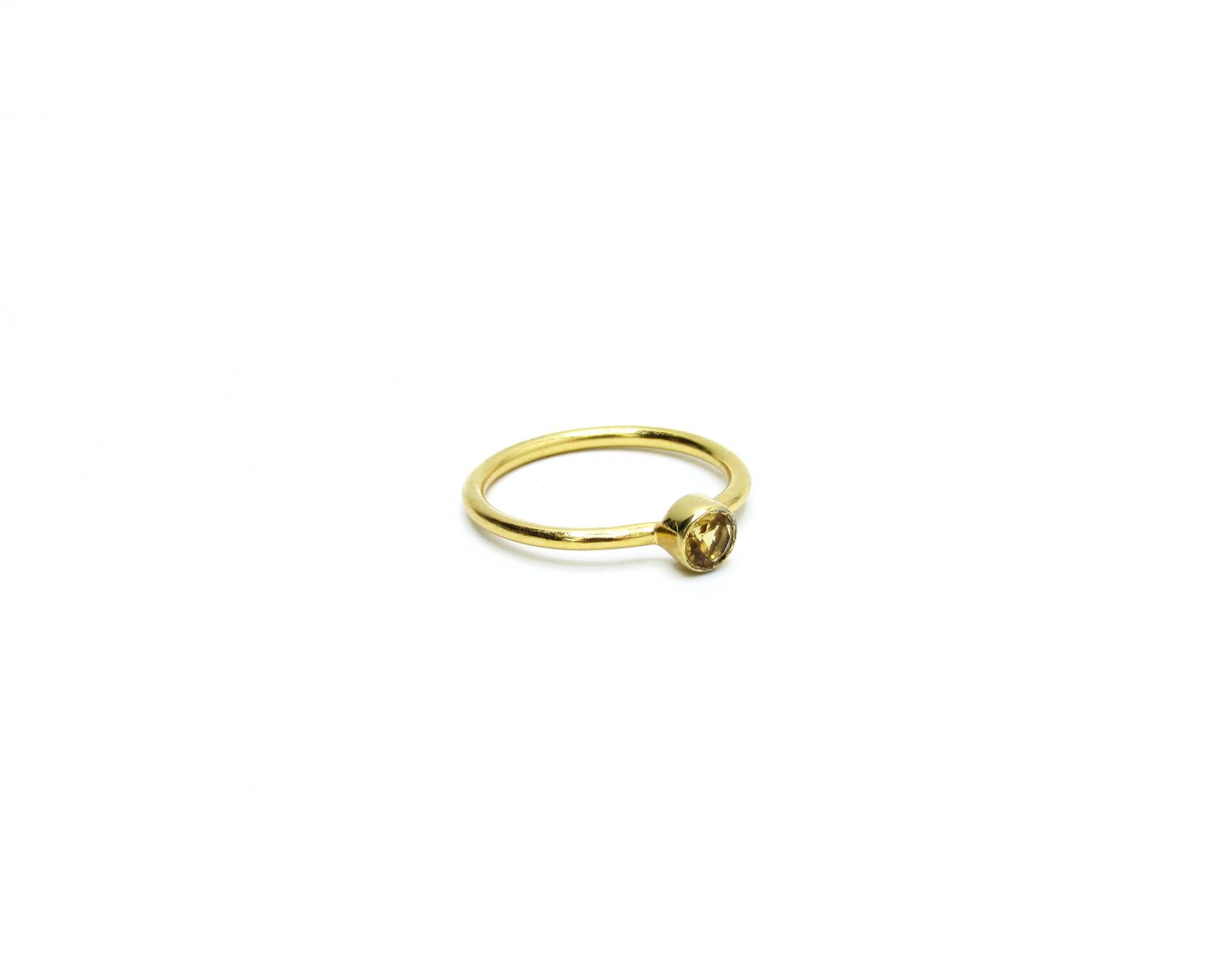 Citrine Stacking Round Ring – 14K Gold Vermeil