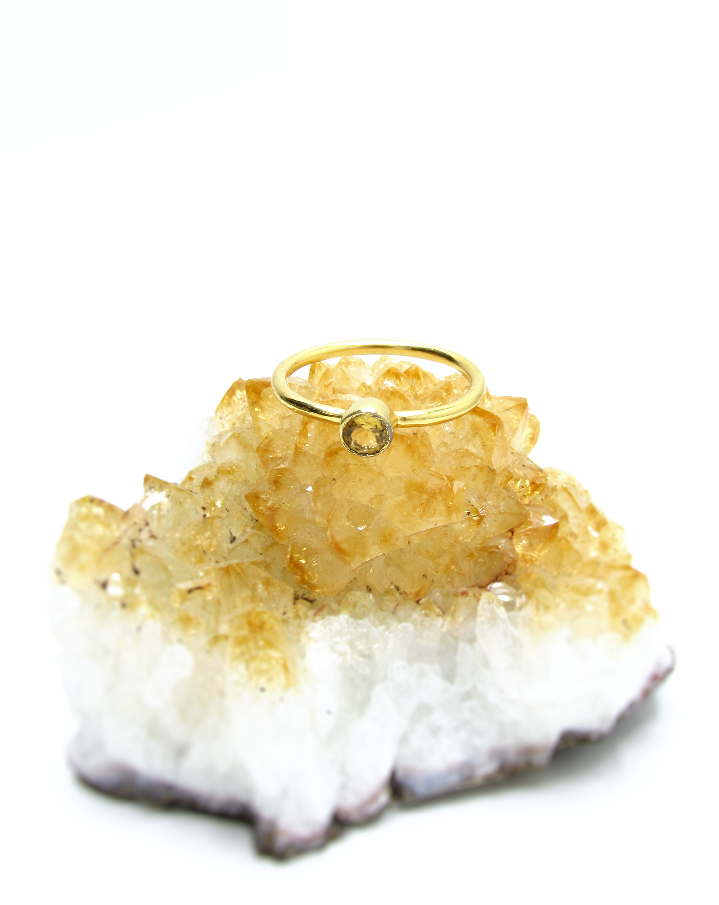 Citrine Stacking Round Ring – 14K Gold Vermeil