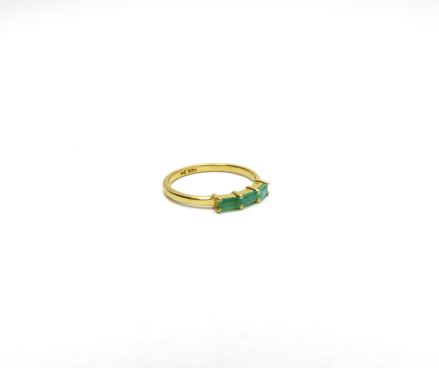 Emerald Triple Ring - 14K Gold Vermeil