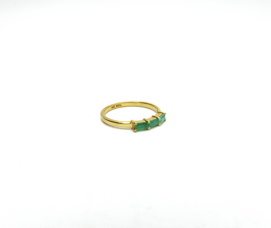 Emerald Triple Ring - 14K Gold Vermeil