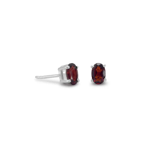 Oval Garnet Studs .925