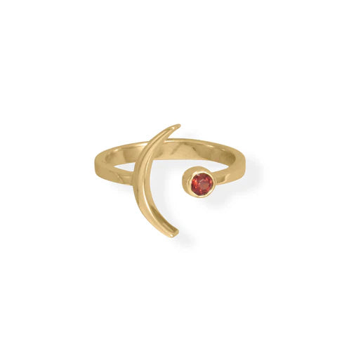 Garnet Crescent Ring 14K GP