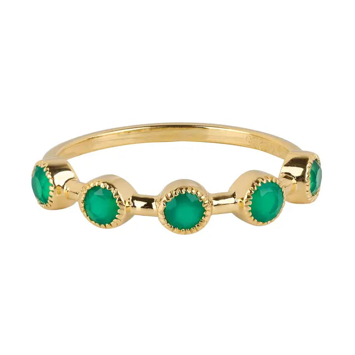 Green Onyx Dots Ring - 14K Gold Vermeil