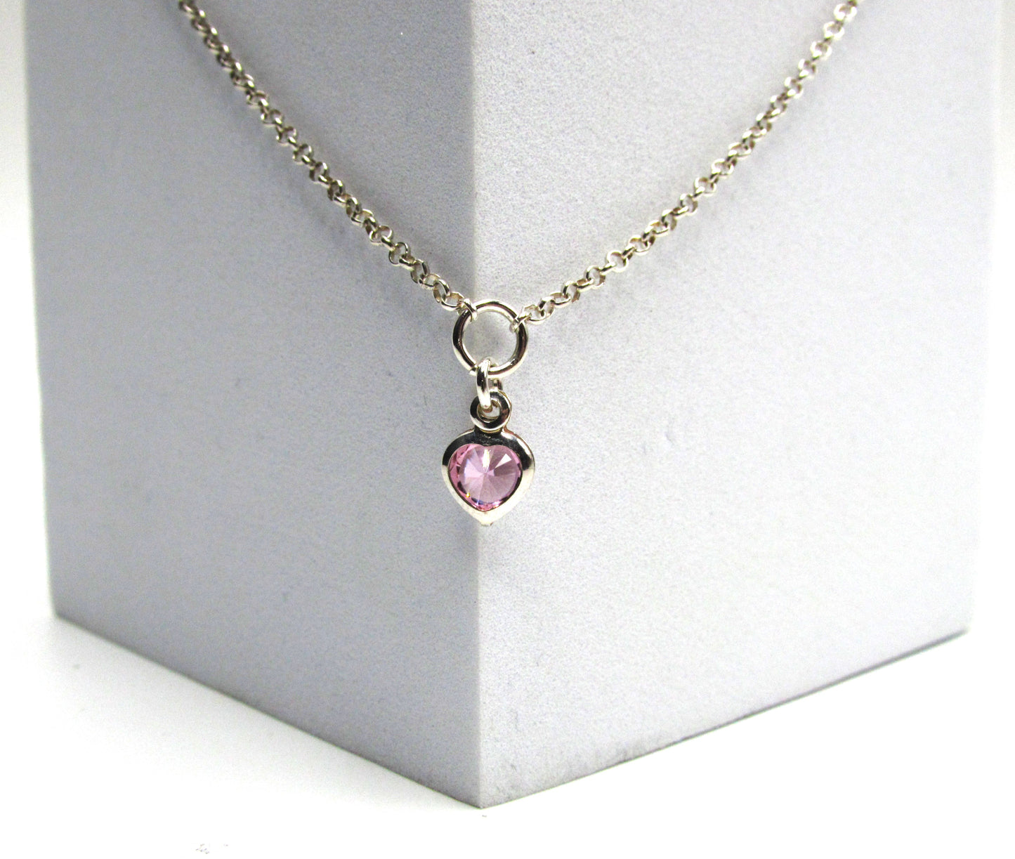 Pink CZ Heart Anklet .925