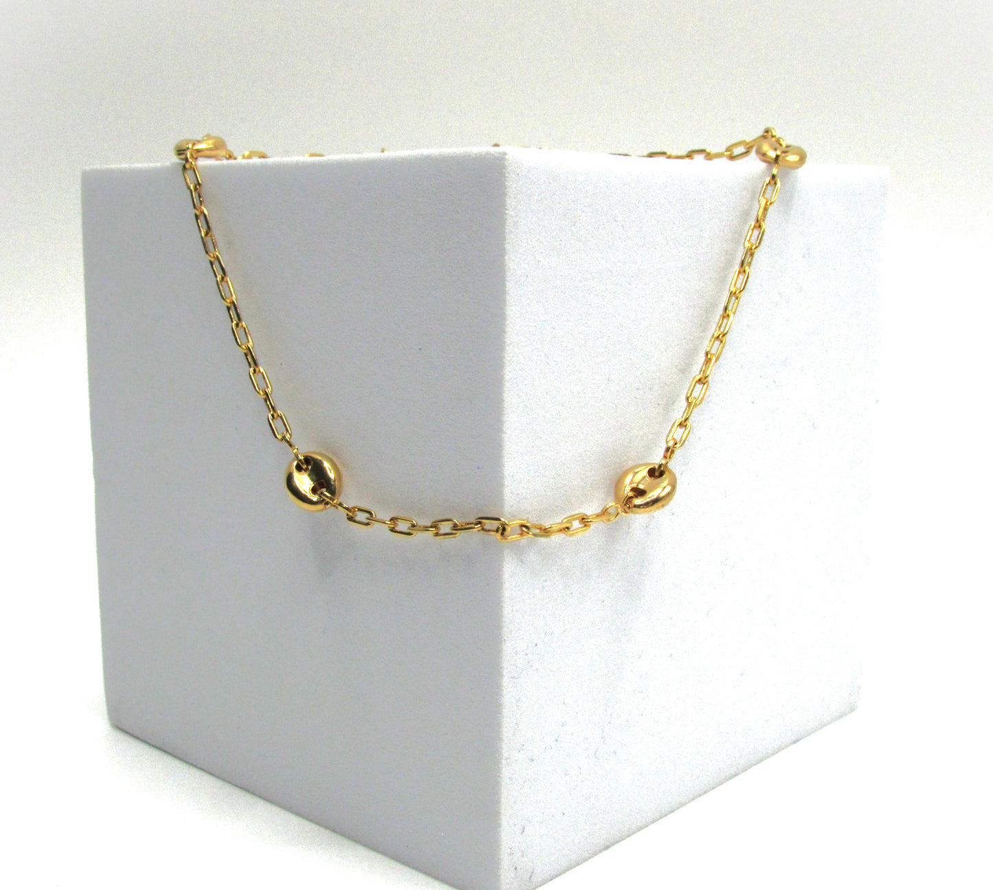 14K GF Chain Anklet Puff Link