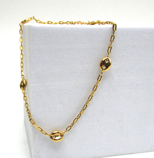 14K GF Chain Anklet Puff Link