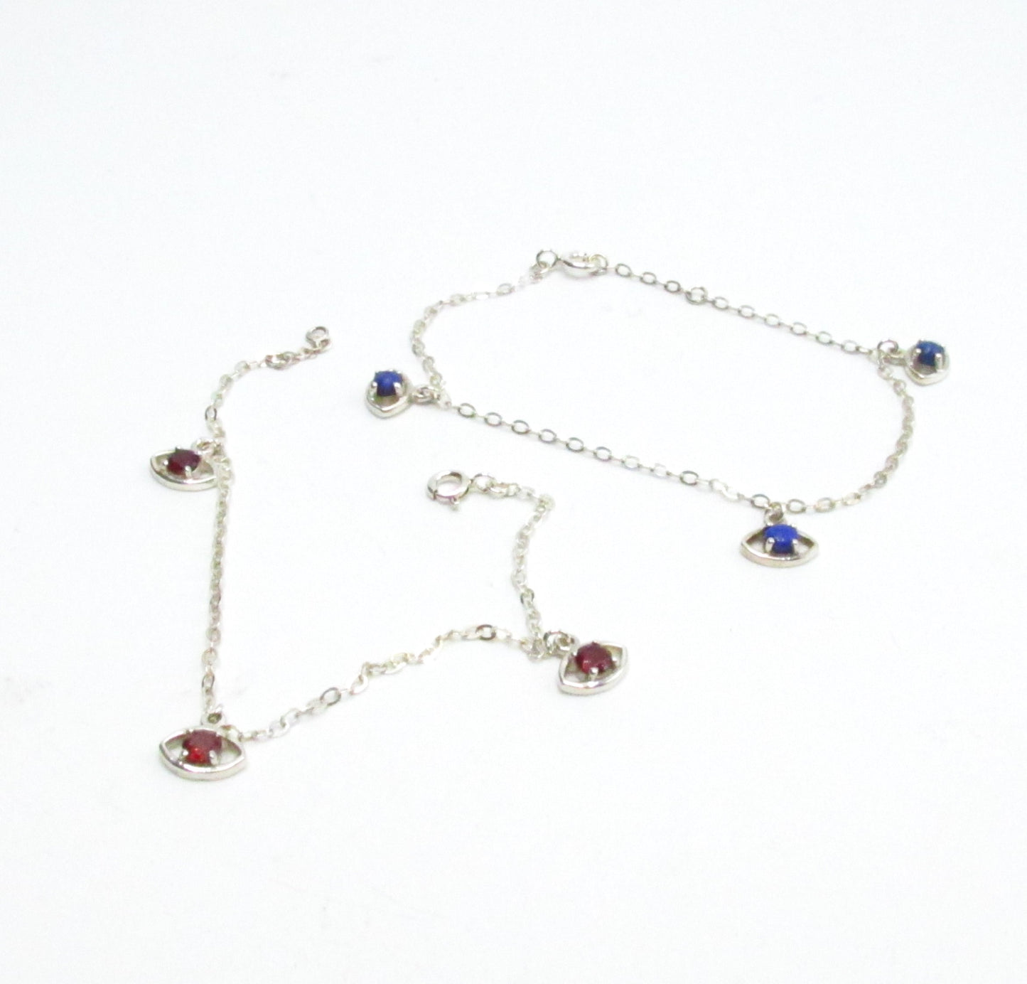 Evil Eye Crystal Charm Bracelet .925