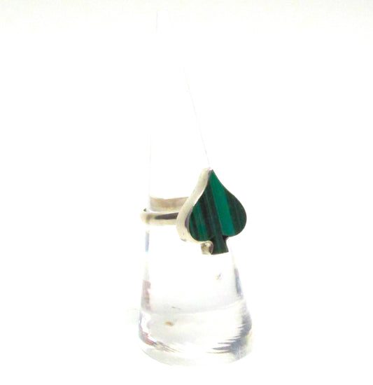 Malachite Spade House Card Ring .925