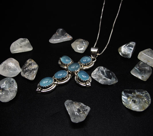 Chalcedony Royal Crystal Cross Necklace .925