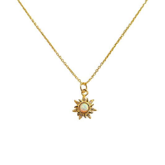 Blazing Opal Sun Necklace 18K GP