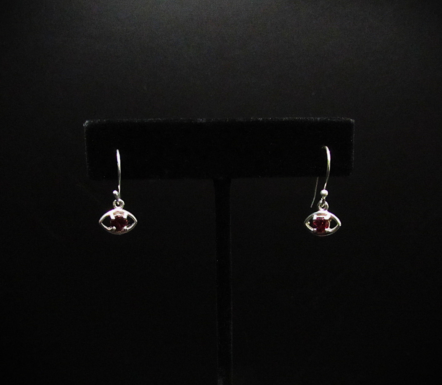 Garnet Evil Eye Earrings .925
