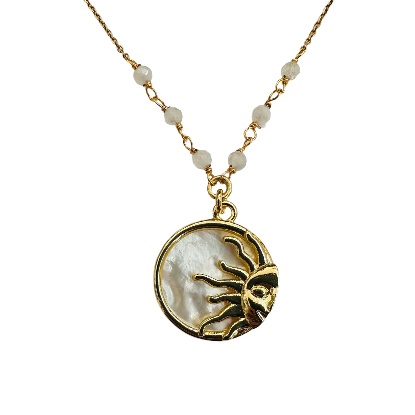 MOP Blazing Sun Necklace 14K GP