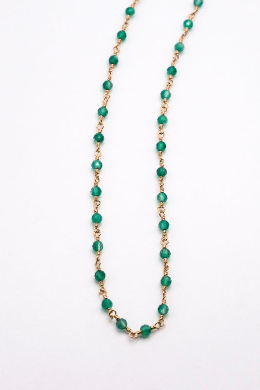 Green Onyx Mini Links Handmade Brazil Necklace 14k GF