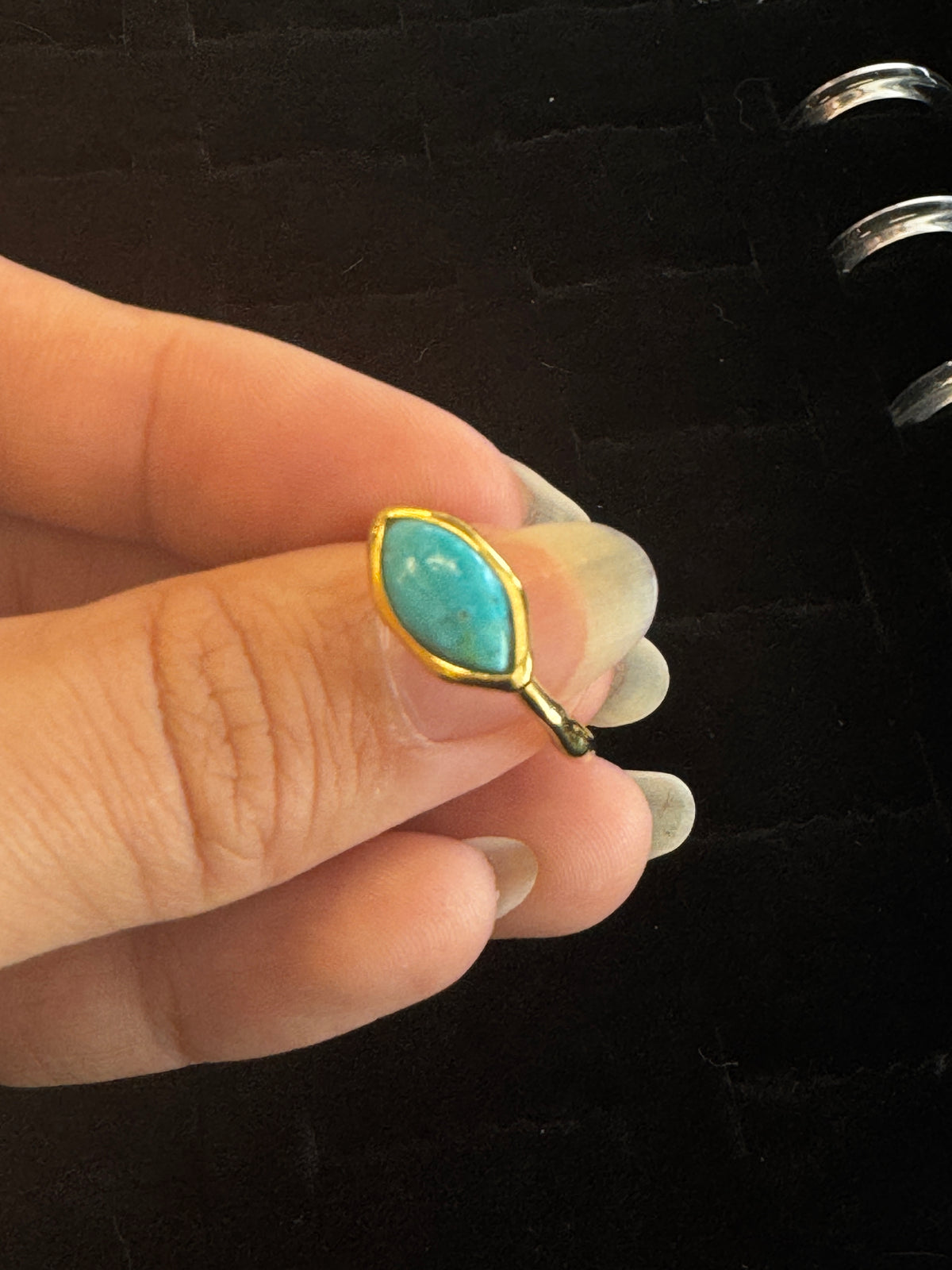 Textured Marquis Turquoise Ring
