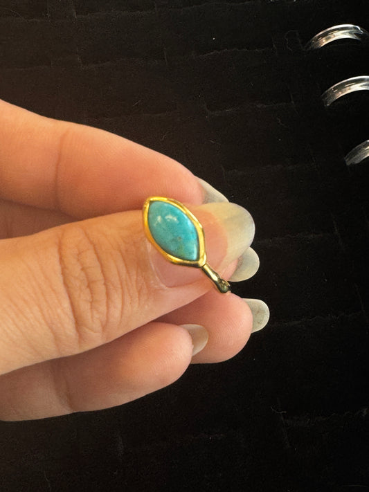 Textured Marquis Turquoise Ring