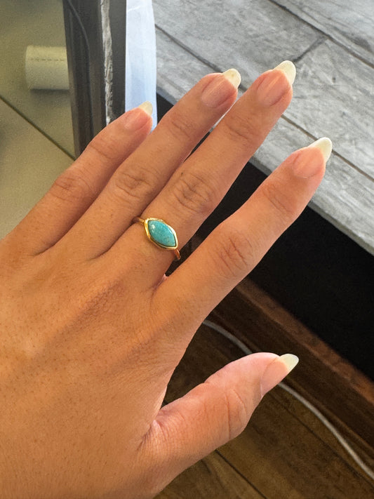Textured Marquis Turquoise Ring