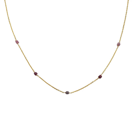 Dainty Ruby Necklace 14K GP