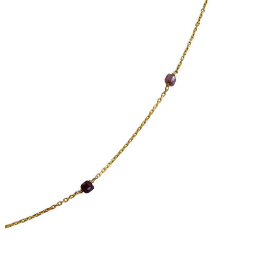 Dainty Ruby Necklace 14K GP