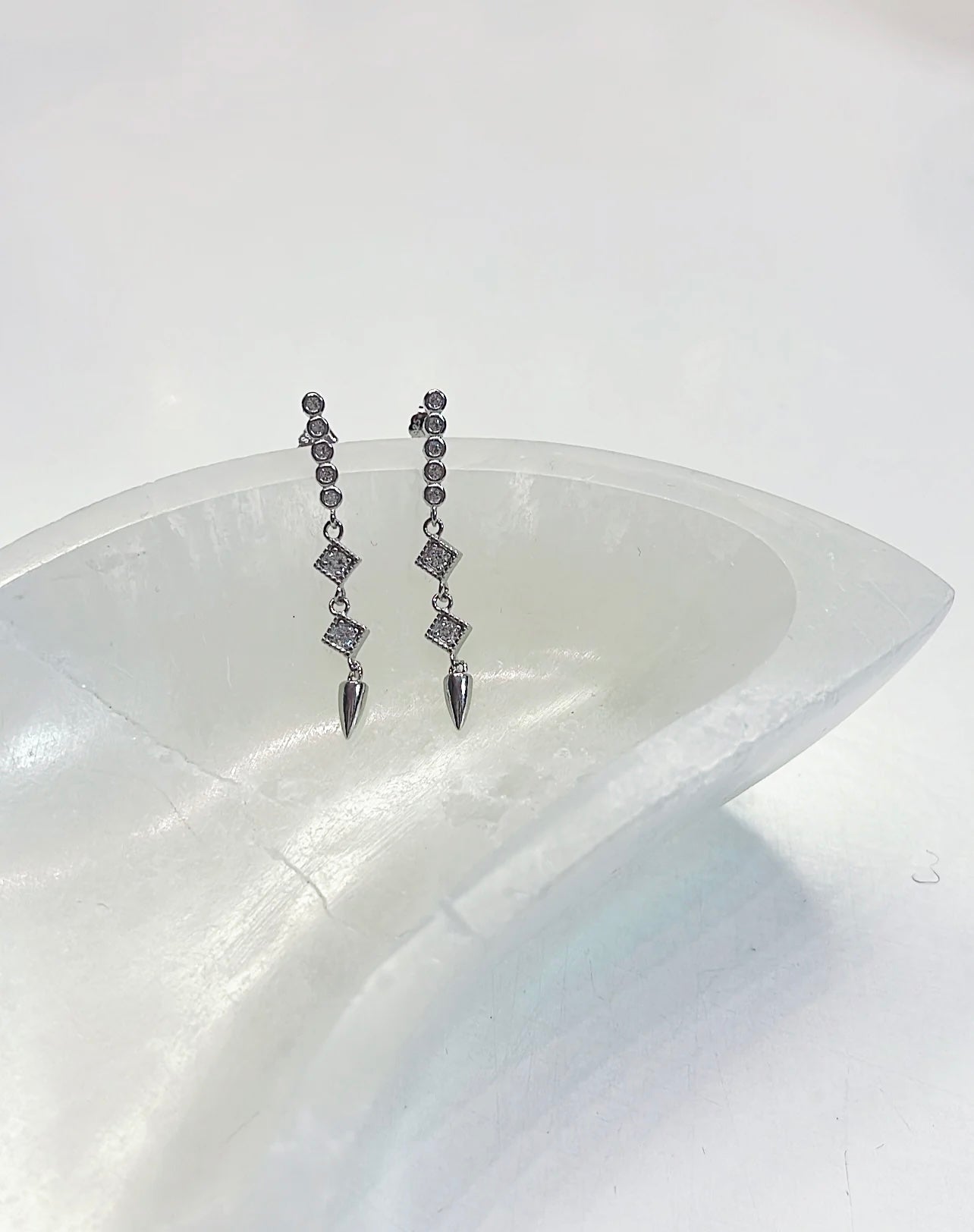 Diamond CZ Spike Drop Earrings .925