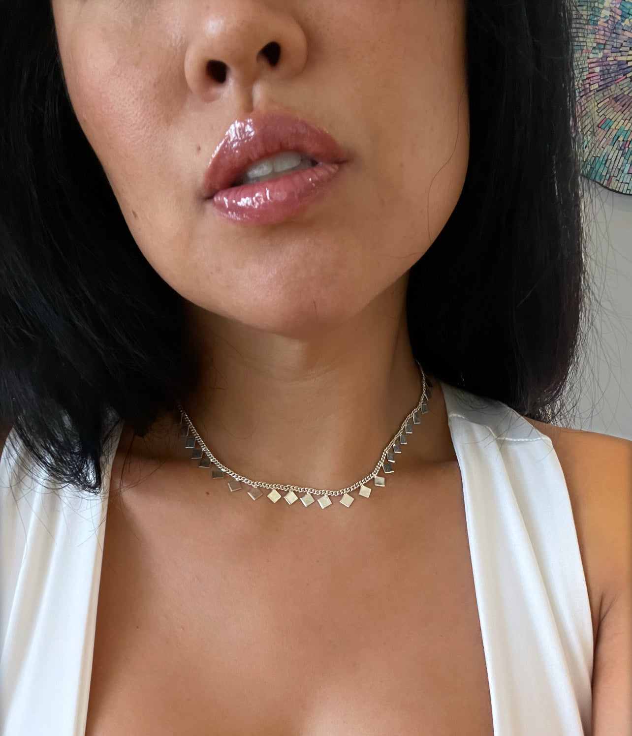 Shimmering Diamond Choker Necklace .925