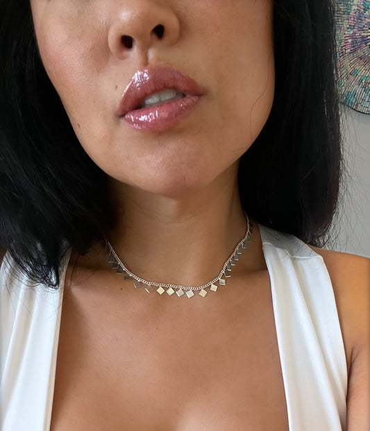 Shimmering Diamond Choker Necklace .925