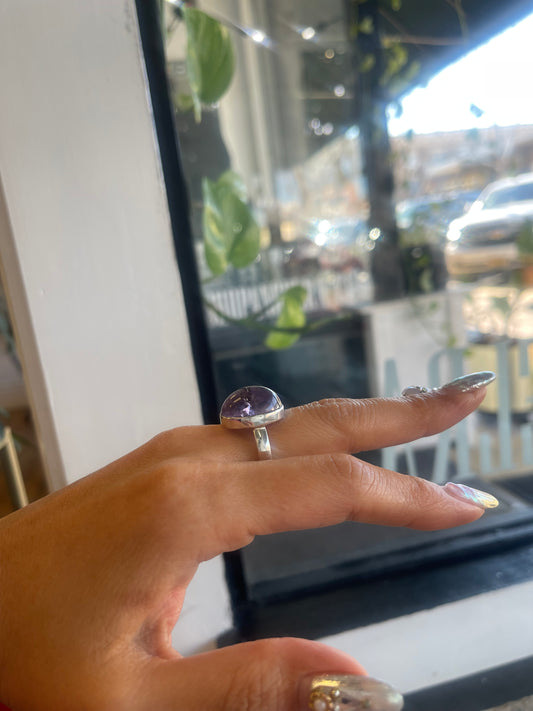 Amethyst Round Cocktail Ring .925