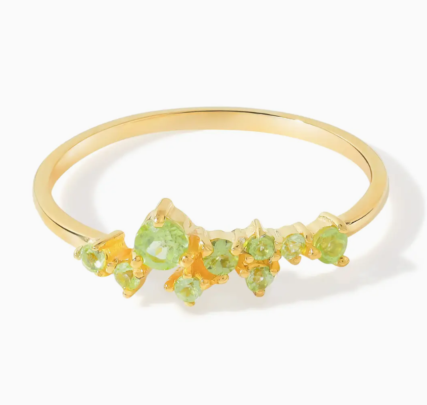 Peridot Cluster Ring – 14K Gold Plated