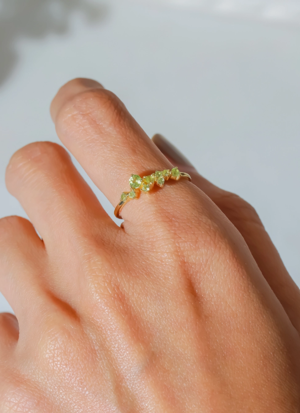 Peridot Cluster Ring – 14K Gold Plated