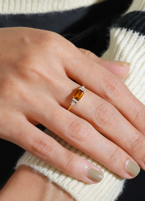 Madeira Citrine Topaz Crimson Ring – 14K Gold Plated